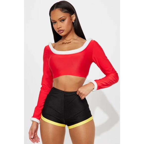 NEW Rub Me In Oyl Olive Oyl Sexy 4 Piece Halloween Costume Set Size Medium - Picture 2 of 6